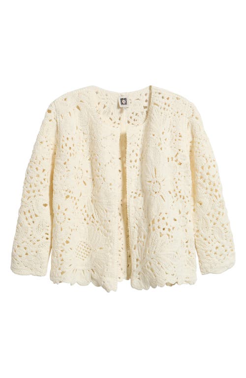 Anne Klein Anne Klein Openwork Floral Cotton Cardigan