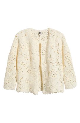 Anne Klein Anne Klein Openwork Floral Cotton Cardigan