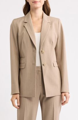 Anne Klein Anne Klein Pinstripe Two-Button Blazer