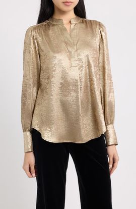 Anne Klein Anne Klein Pleated Front V-Neck Top