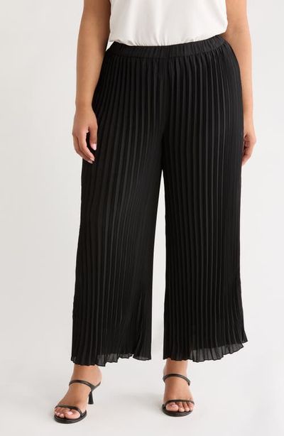 Anne Klein Anne Klein Pleated Pull-On Crop Wide Leg Pants