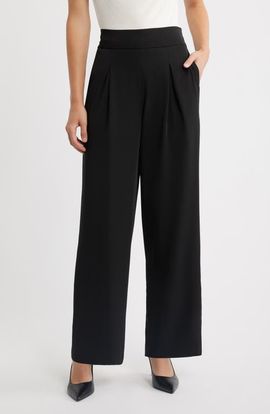 Anne Klein Anne Klein Pleated Pull-On Wide Leg Pants
