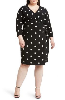 Anne Klein Anne Klein Polka Dot Classic Wrap Dress