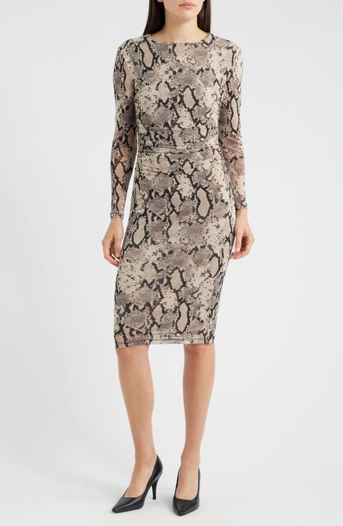 Anne Klein Anne Klein Print Long Sleeve Body-Con Dress