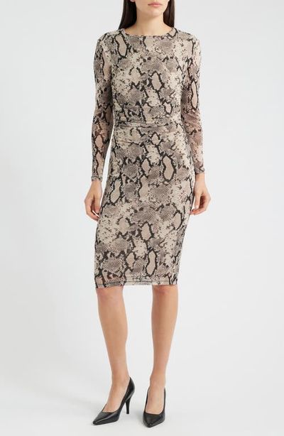 Anne Klein Anne Klein Print Long Sleeve Body-Con Dress