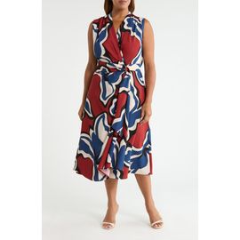 Anne Klein Anne Klein Print Surplice Midi Dress