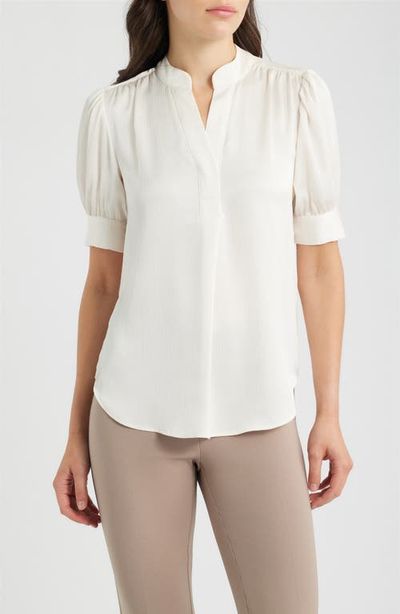 Anne Klein Anne Klein Puffed Sleeve Y-Neck Top