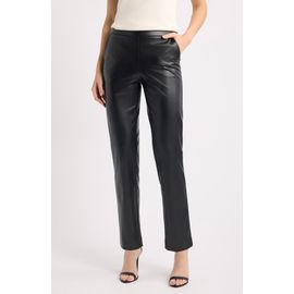 Anne Klein Anne Klein Pull On Faux Leather Straight Leg Pants