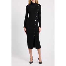 Anne Klein Anne Klein Ribbed Button Detail Midi Dress