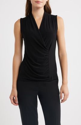 Anne Klein Anne Klein Ruched Faux Wrap Top