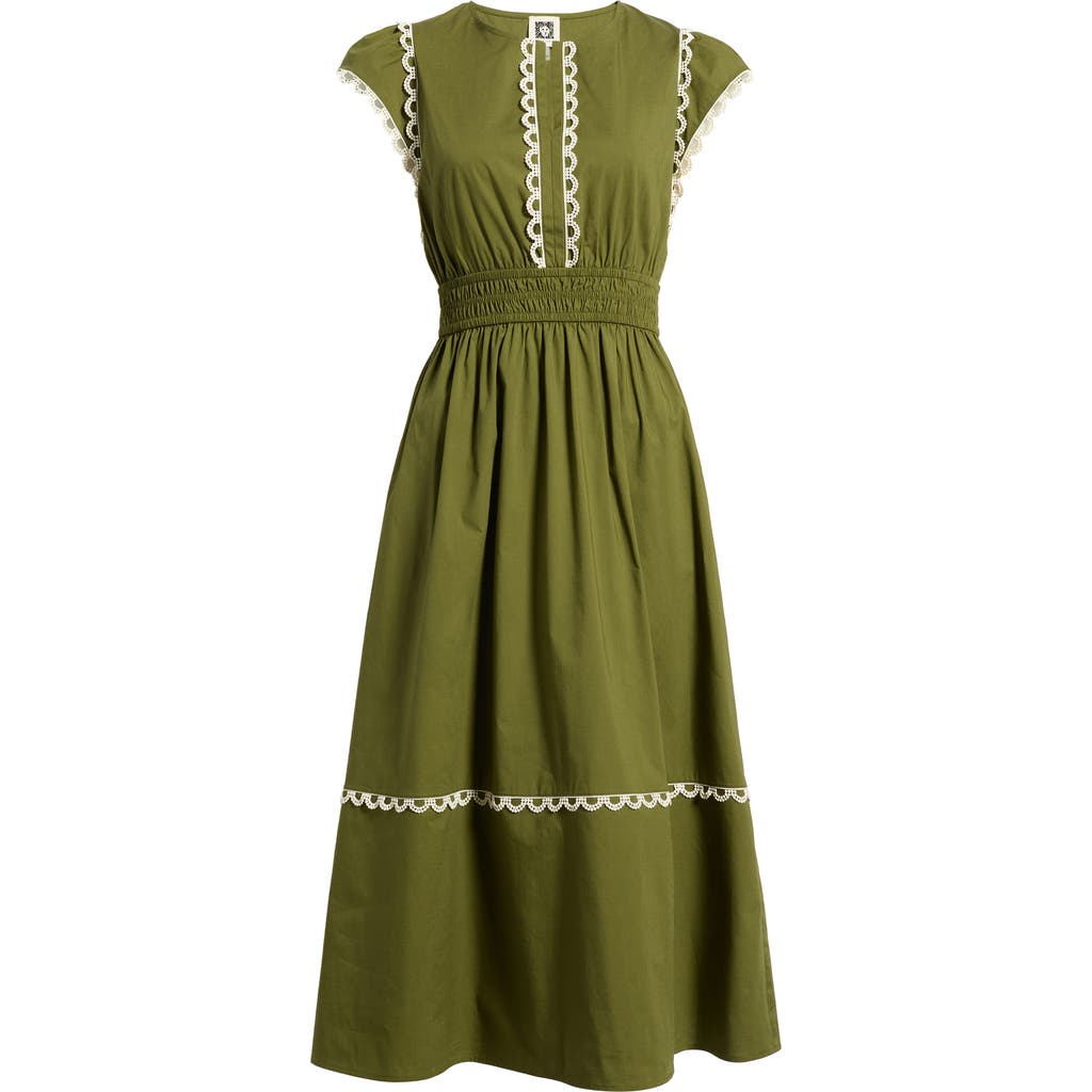 Anne Klein Anne Klein Scallop Cap Sleeve Midi Dress