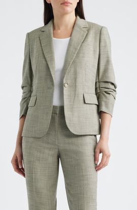 Anne Klein Anne Klein Scrunch Sleeve One-Button Blazer