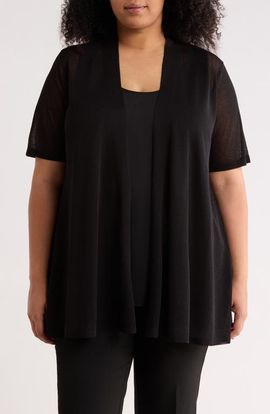 Anne Klein Anne Klein Semisheer Short Sleeve Cardigan