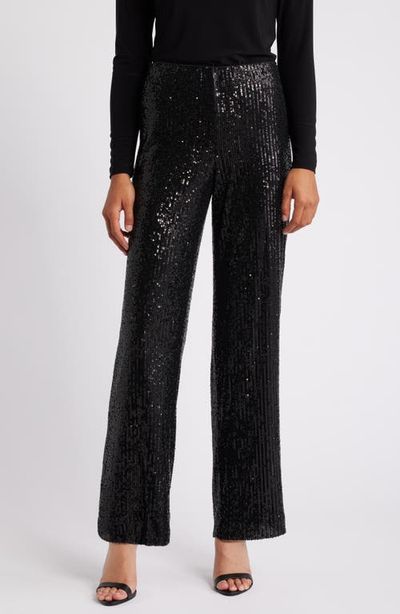 Anne Klein Anne Klein Sequin Hollywood Waistband Straight Leg Pants