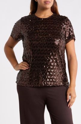 Anne Klein Anne Klein Sequin Short Sleeve Tee