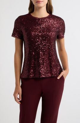 Anne Klein Anne Klein Sequined Short Sleeve T-Shirt