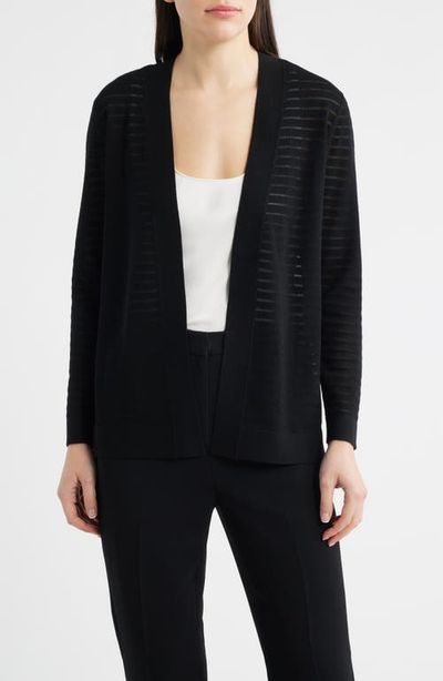 Anne Klein Anne Klein Sheer Stripe Open Front Cardigan