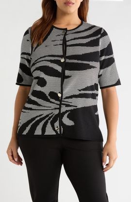 Anne Klein Anne Klein Short Sleeve Button Front Cardigan