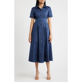 Anne Klein Anne Klein Short Sleeve Stretch Cotton Shirtdress