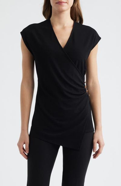 Anne Klein Anne Klein Side Button Faux Wrap Top