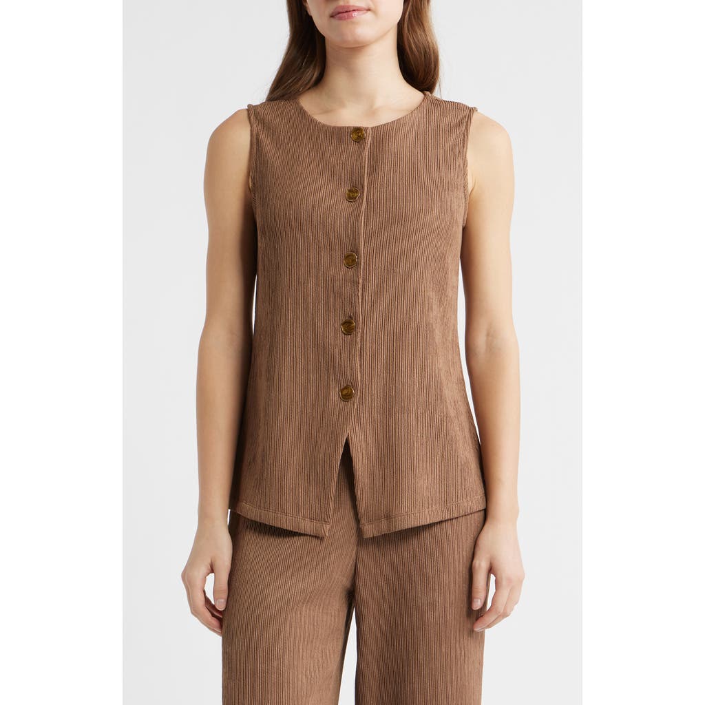 Anne Klein Anne Klein Sleeveless Knit Button-Up Shirt