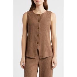 Anne Klein Anne Klein Sleeveless Knit Button-Up Shirt