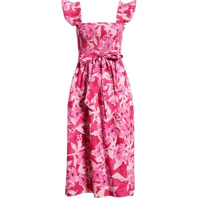 Anne Klein Anne Klein Smocked Ruffle Midi Dress