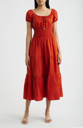 Anne Klein Anne Klein Smocked Tiered Midi Dress