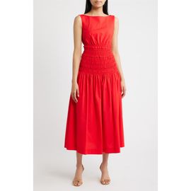 Anne Klein Anne Klein Smocked Waist Sleeveless Midi Dress