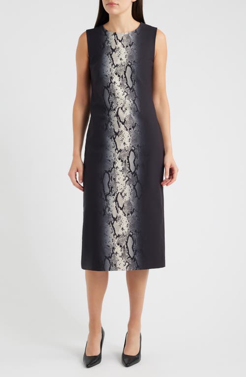 Anne Klein Anne Klein Snake Print Jewel Neck Midi Dress