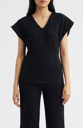 Anne Klein Anne Klein Texture Flutter Sleeve Top