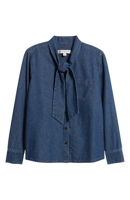 Anne Klein Anne Klein Tie Neck Denim Shirt