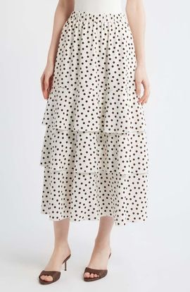 Anne Klein Anne Klein Tiered Polka Dot Midi Skirt