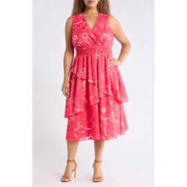 Anne Klein Anne Klein Tiered Ruffle Midi Dress