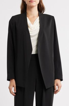 Anne Klein Anne Klein Traveler's Open Front Stretch Gabardine Jacket