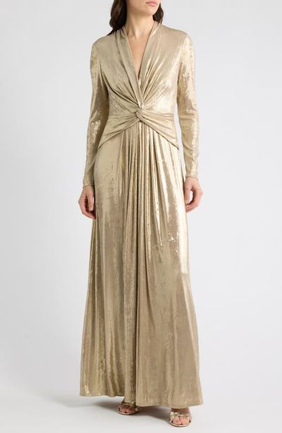 Anne Klein Anne Klein Twist Front Metallic Maxi Dress