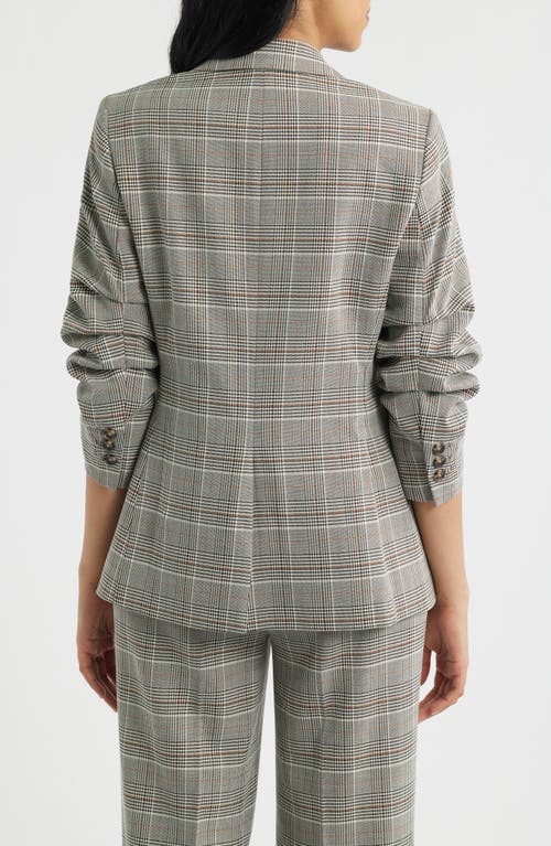 Anne Klein Anne Klein Windowpane Plaid Scrunch Sleeve Jacket