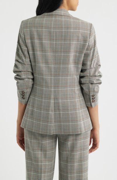 Anne Klein Anne Klein Windowpane Plaid Scrunch Sleeve Jacket