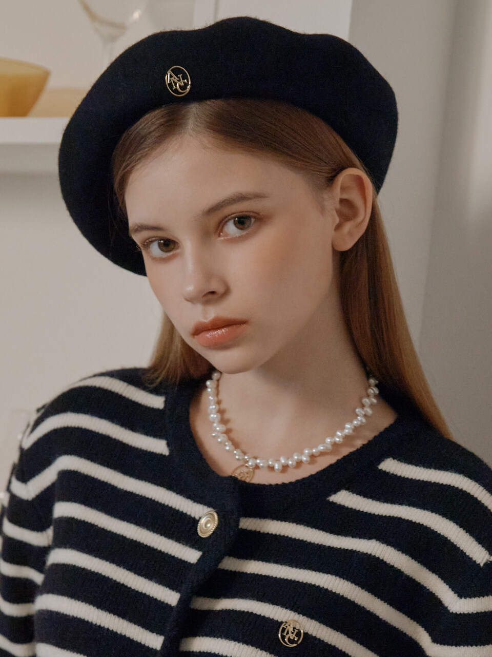 ANOETIC ANC Gold Logo Wool Beret_Black