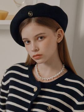 ANOETIC ANC Gold Logo Wool Beret_Black