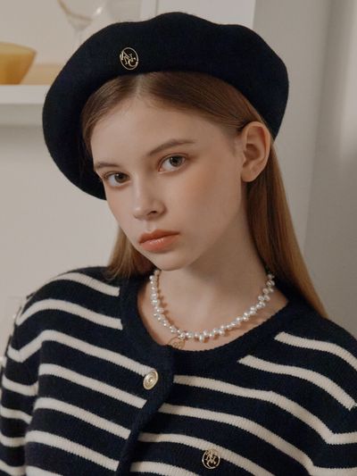ANOETIC ANC Gold Logo Wool Beret_Black