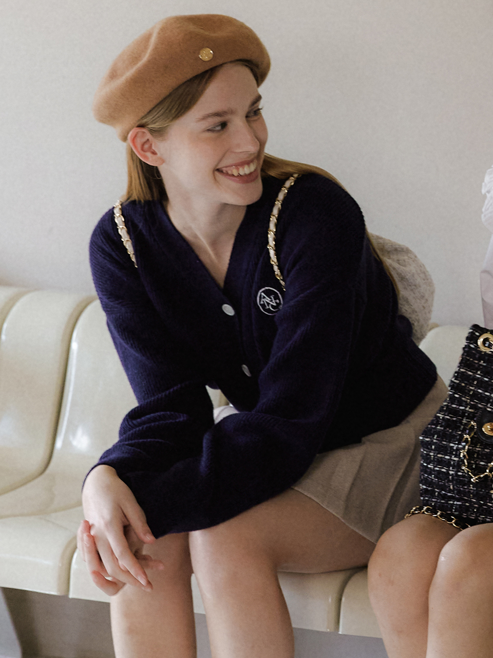 ANOETIC ANC Logo Point Wool Beret_Beige