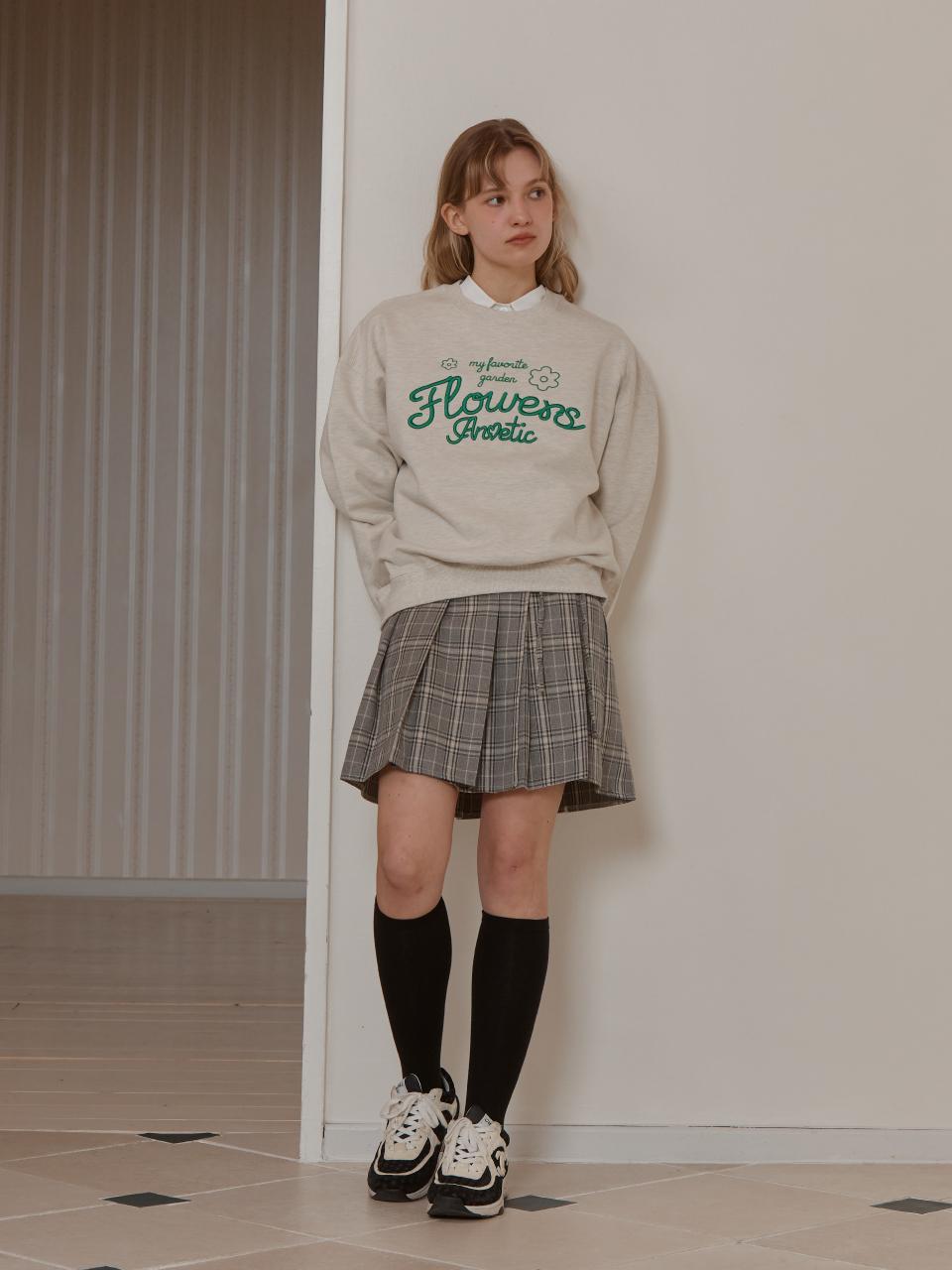 ANOETIC CLASSIC CHECK WRAP SKIRT [GREY]
