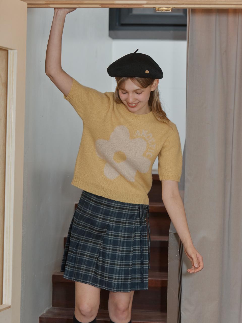 ANOETIC CLASSIC CHECK WRAP SKIRT [NAVY]