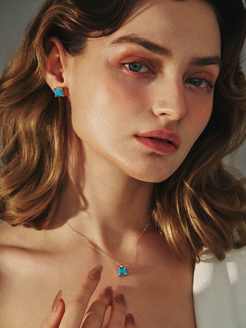 Anon Giant Prong Necklace [Turqouise/Gold]