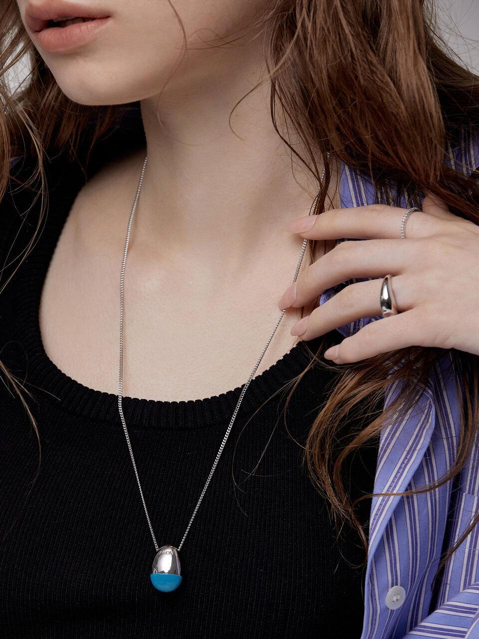 Anon Long Chain Nuts Necklace [Turquoise Blue]