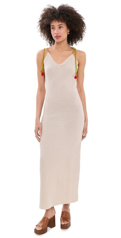 Another Girl Another Girl Cherry Strap Cami Midi Dress Cream