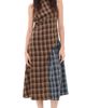 Another Girl Another Girl Contrast Check Panel Midaxi Dress Brown/Blue - 1