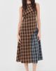 Another Girl Another Girl Contrast Check Panel Midaxi Dress Brown/Blue - 2