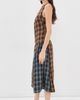 Another Girl Another Girl Contrast Check Panel Midaxi Dress Brown/Blue - 4